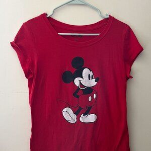 Disney Mickey Mouse Womens XL Red Short Sleeve T-shirt Disney World DisneyLand